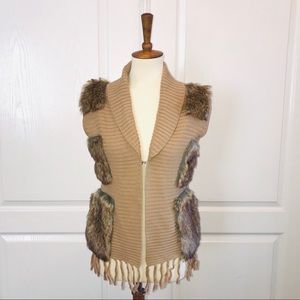 Faux fur fringe sweater vest